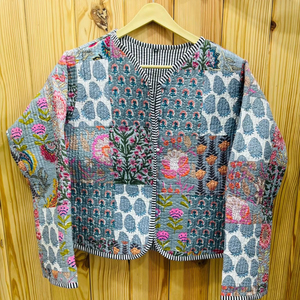 Best Quality Cotton <b>Quilted</b> <b>Jacket</b> Block Printed Boho Style <b>Quilted</b> Handmade <b>Jackets</b>, Gifts Button Closer <b>Jacket</b> for Women Gifts - Product Image 1