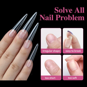 Nouvel Arrivage Faux Ongles 192 pièces Sans Soudure Formes Mixtes Couverture Complète Très Longs Ballerine Cercueil Stiletto Capsules d'Ongles en Gel Souple - Product Image 2