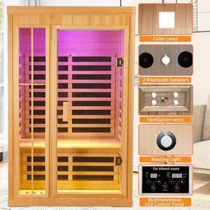 2-persoons Massief Hemlock Traditionele Stoomsaunakamer Met Spiegel Ramen Kachel & Stenen Generator 5 Jaar Garantie - Product Image 5