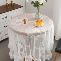 Fabricants en gros élégante nappe en dentelle creuse blanche, nappe ronde en dentelle feuille de lotus de haute qualité