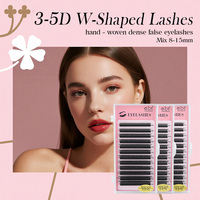 Extensions de Cils en Forme de W 3D 4D 5D 6D, Marque Privée Personnalisée, Matte Wispy C D L Lu Curl Double Tips, Volume Clover