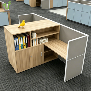 Poste de travail de <span class=keywords><strong>bureau</strong></span> en forme de L moderne avec armoire de rangement intégrée - Product Image 2