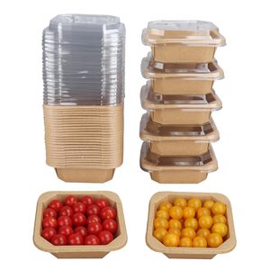Tazón de Ensalada de Papel Kraft de 800 ml de la <span class=keywords><strong>Mejor</strong></span> Calidad, con Tapa Transparente a Prueba de Fugas, para Comida para Llevar, con Logotipo Personalizado - Product Image 1