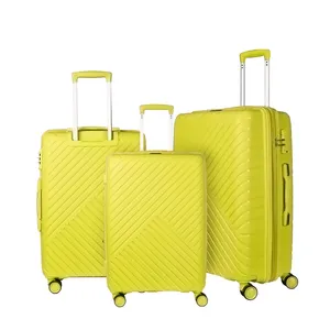 定制时尚黄色PP行李箱套装拉杆箱8轮箱男女通用行李箱套装