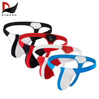 Sous-vêtements pour hommes, string bleu et blanc rayé, taille basse, sexy, tricoté, confortable, transparent, caleçons string pour hommes