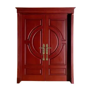 American style deluxe antique double wood door CNC carved design with Oak for main door