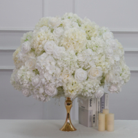 Boule de fleurs artificielles en soie, style forêt, verdure et blanc, pour centre de table de mariage, décoration de table, anniversaire, événement, fête - Vente en gros