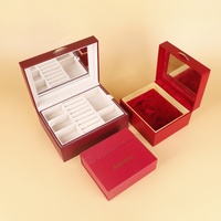 Boîtes à bijoux en carton rigide et en bois avec tiroir miroir, emballage de présentation pour ensembles, emballage cadeau