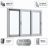 Fenêtre coulissante thermique MEIXIN ORLANDO X158 à 6 rails en acier inoxydable, design moderne, super coupe-vent, stable pour villa et extérieur de maison