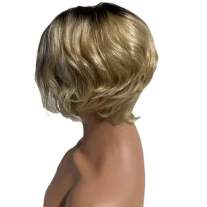 Peluca personalizada para mujer, pelo corto rizado, corte Bob sintético, traje de cabello con flequillo, tocado