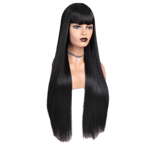 32 inch dài thẳng tóc giả màu đen với những tiếng nổ chịu nhiệt chất lượng cao nhiệt độ cao sợi làm cho phụ nữ - Product Image 4