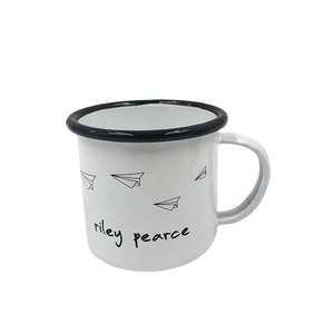 Custom White Logo Printing Metal Enamel <b>Cup</b> Custom Steel Enamel <b>Camping</b> Mug with Logo Premium Promotional Drinkware - Product Image 4