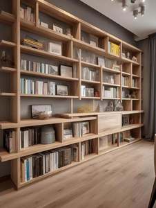 ชั้นวางหนังสือไม้ดีไซน์โบราณเรียบง่ายทันสมัย ตู้เก็บของตกแต่งใหม่สำหรับใช้ในบ้าน โรงเรียน โรงแรม หรืออพาร์ตเมนต์ - Product Image 3