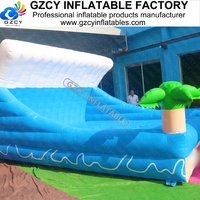 Simulateur de surf mécanique gonflable avec toit, thème tropical, en PVC, pour usage commercial et location événementielle