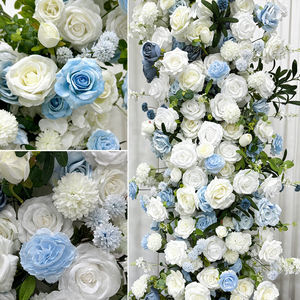 Arco de Flores Artificiales de Loto Azul y Blanco, Diseño Moderno y Lujoso, Realista, Ecológico, Impermeable, Hecho a Mano - Product Image 3