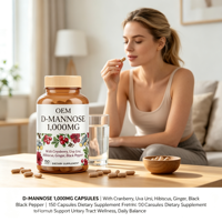 Capsules de D-Mannose 150 unités 1000mg avec Canneberge, Hibiscus et Uva Ursi, Marque Privée OEM, Fourniture en Gros