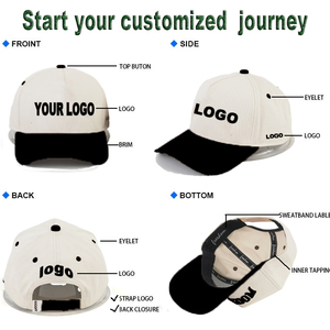 قبعة بيسبول مخصصة من الشركة المصنعة بخمسة ألواح وإطار على شكل حرف K، قبعة فارغة بحافة منحنية وشعار مطرز ثلاثي الأبعاد بلونين للرجال - Product Image 4