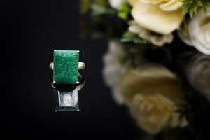 Handmade 925 Sterling <b>Silver</b> <b>Ring</b> with Natural Green Beryl Gemstone Unique Statement Jewelry for Women and <b>Men</b> Wedding Party - Product Image 4