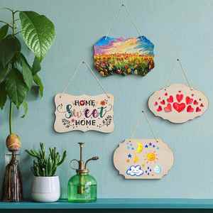 Factory Wholesale Eco-friendly DIY Children's Graffiti Blank Hanging <b>Wood</b> <b>Slices</b> Square Shape Christmas Custom Engraving Wooden - Product Image 3