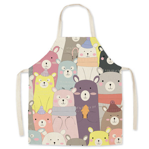 Tablier de dessin animé Tablier de cuisine parent-enfant résistant à l'huile Sangle de cou réglable Tablier de cou suspendu sans manches pour adulte - Product Image 2