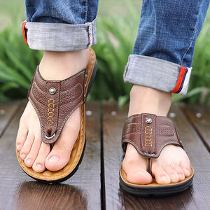 Sandalias de cuero de vaca de primera capa para hombre, de comercio exterior, de verano, tallas grandes, con punta cerrada, chanclas, sandalias de playa para exteriores para hombre - Product Image 4