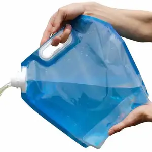 Bolsa de água dobrável para acampamento, saco de transporte em pvc de grau alimentar, 5l e 10 l