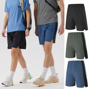 Shorts de sport décontractés pour hommes en Spandex et Polyester, ultra respirants, séchage rapide, écologiques, imperméables, 100 g/m², couleur unie, pour la gym - Product Image 1