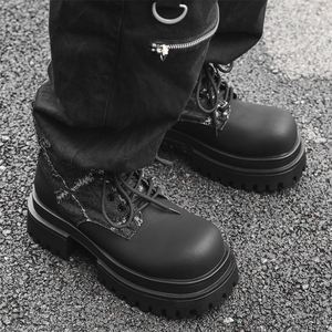 Chaussures de travail pour hommes, nouveau style urbain américain, bout rond, en daim, à lacets, antidérapantes, robustes, décontractées, à semelle épaisse - Product Image 4