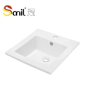 White Glossy Counter Wash Basin Sink Deep Single Bowl Ceramic Bathroom Thin Edge Basins