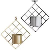 Pot de fleurs suspendu en fer de style nordique, panier décoratif en métal à grille carrée, support mural pour plantes d'intérieur
