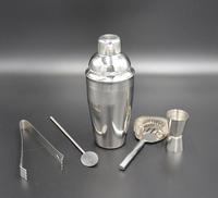 Ensemble de shakers à cocktail en acier inoxydable-Kit de barman de 5 pièces avec passoire à martini et cuillère à mélanger en verre à liqueur