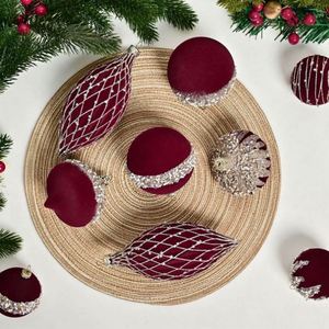 Nuevo Diseño, 10 Piezas de Bolas de Navidad de Terciopelo Pintado Irregular, Decoración Colgante de 8 cm, Color Personalizado - Product Image 1