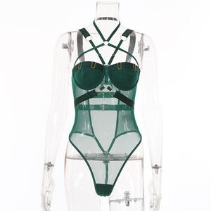 Europese Amerikaanse Hot Sexy Ondergoed Vrouwen Halter Band Ademende Mesh Bodysuit Lingerie 20971 - Product Image 6