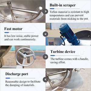 Mélangeur de cuisson à double enveloppe automatique pour aliments commerciaux, petit modèle 30l 200lt 1000 litres, avec agitation planétaire - Product Image 3