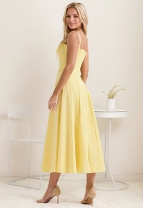 Set Corsetto <span class=keywords><strong>con</strong></span> Vita Alta e Lacci per Donna, Abito Midi <span class=keywords><strong>Lungo</strong></span> Giallo <span class=keywords><strong>con</strong></span> <span class=keywords><strong>Spacco</strong></span>, <span class=keywords><strong>Elegante</strong></span> e Casual, in Raso <span class=keywords><strong>con</strong></span> Spalline, Vendita all'Ingrosso, Novità 2024 - Product Image 3