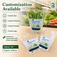 Sacs en plastique transparents de qualité alimentaire, trapézoïdaux, imprimés sur mesure, pour l'emballage de la laitue et des légumes frais