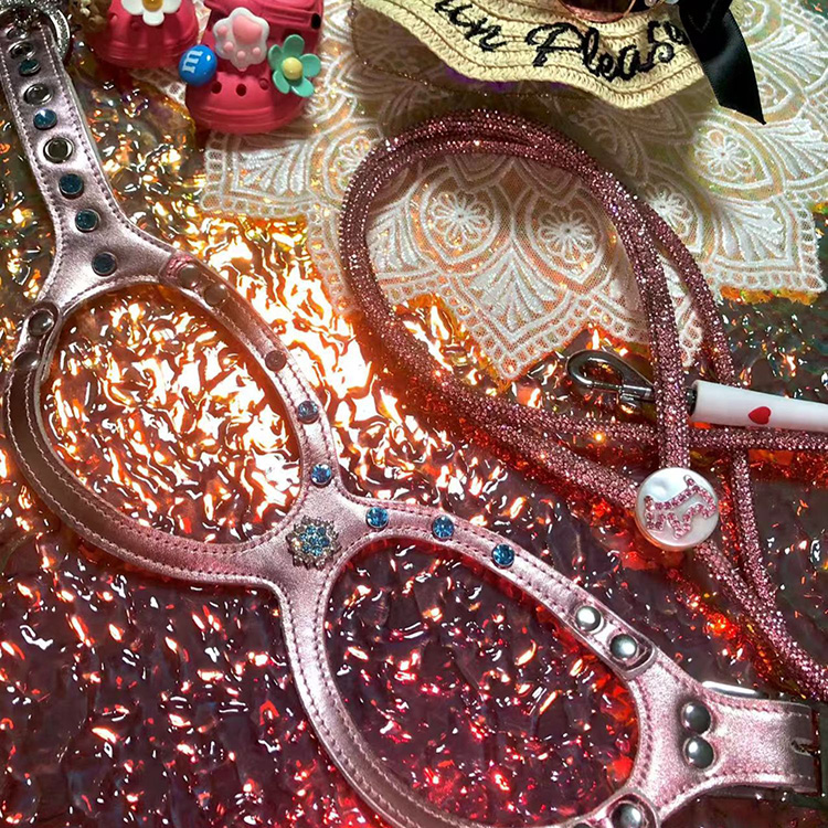 XBD Luxury Rhinestone Dog Walking Rope - High-Traction Reflective Pet Leash for Small Dogs