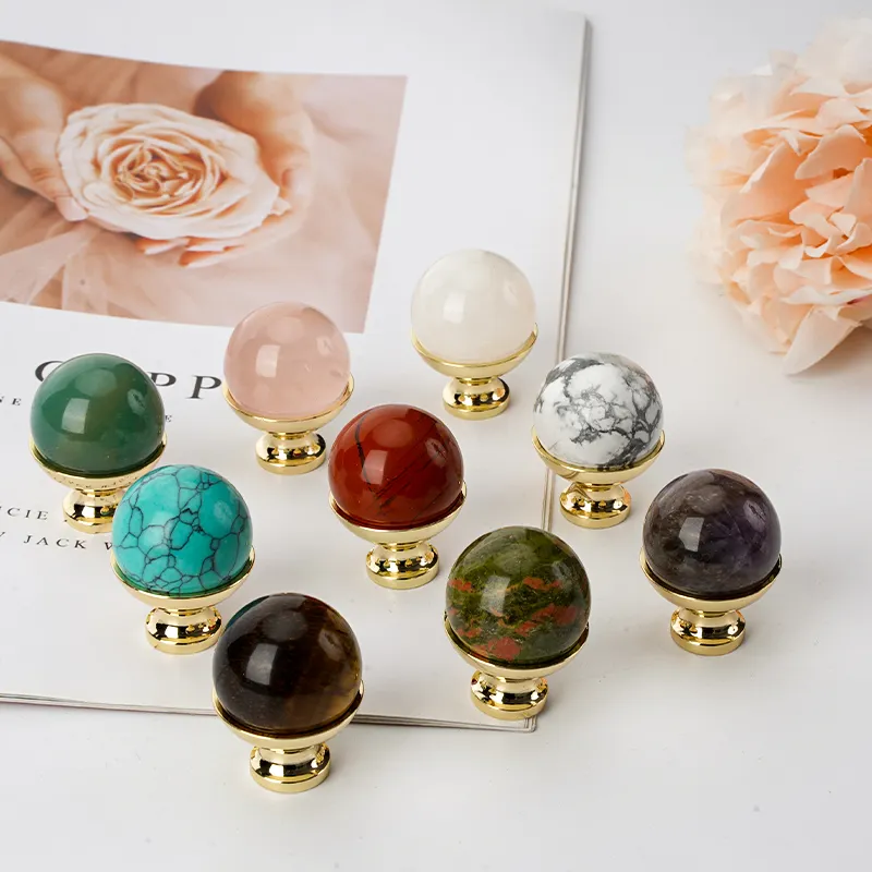 Round Cabinet Drawer Hardware Knob Pull Knobs Stone Ball Crystal New Modern Natural 25mm Knobs