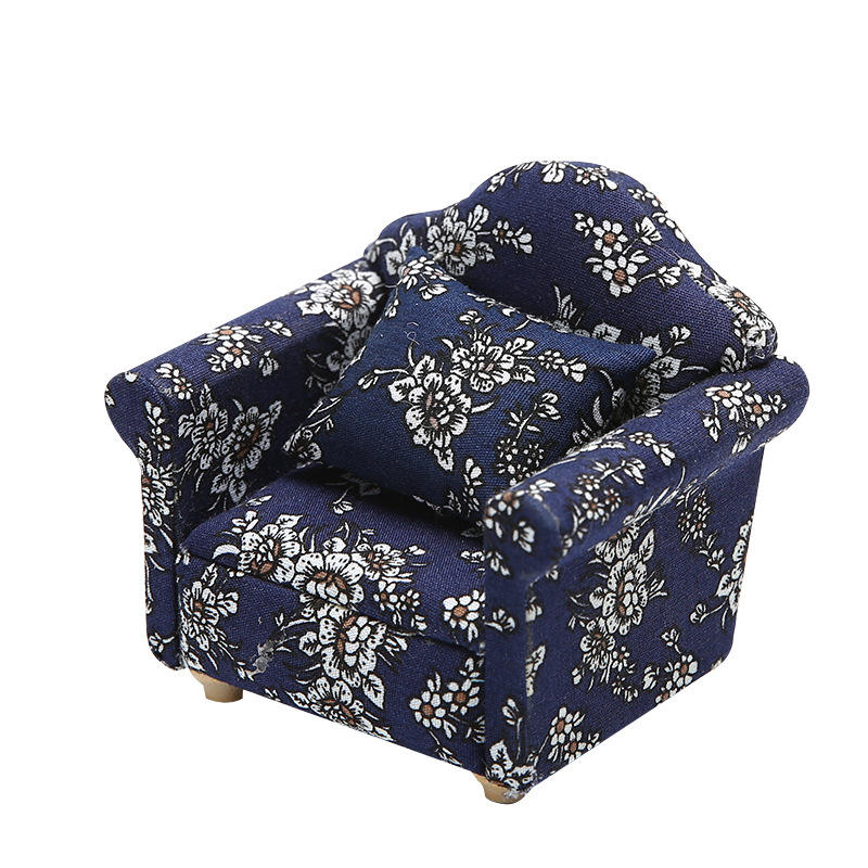 Blue floral single sofa