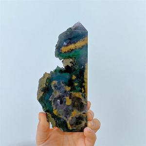Vendita calda <span class=keywords><strong>Fluorite</strong></span> viola naturale con torre di cristallo di pirite torre di cristallo colonna per la decorazione domestica - Product Image 1