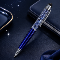 Pena Bolpoin Crystal Stylus 2 in 1, Pena Layar Sentuh dengan Ujung Karet Lunak, Klip Logam, Portabel, Cetak Sablon, Berkilau