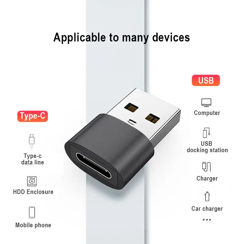 Переходник с разъема типа C «мама» на USB «папа», OTG адаптер для быстрой зарядки и передачи данных