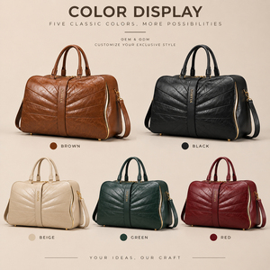 Sac de voyage pliable en PU avec logo personnalisé, fermeture éclair, imperméable, pour hommes et femmes, facile à nettoyer - Product Image 4