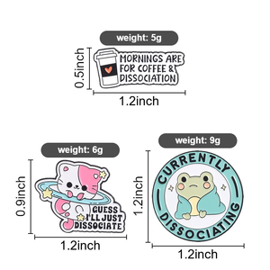 Broche amusante en émail Chat Grenouille Flottant, citation humoristique sur la santé mentale, badge de sac et de revers, bijou de mode, cadeau pour amis - Product Image 6