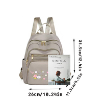 Sac à dos léger pour femme avec broderie florale, personnalisable en usine, en tissu anti-usure, idéal pour le shopping et les trajets quotidiens