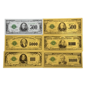 6 Jenis Uang Kertas Amerika 500-100.000 Dolar Berlapis Emas 24k untuk Koleksi - Product Image 1