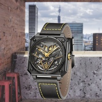 Montre mécanique automatique de luxe pour homme, personnalisable avec logo OEM, boîtier en silicone ajouré, résistance à l'eau 5 ATM