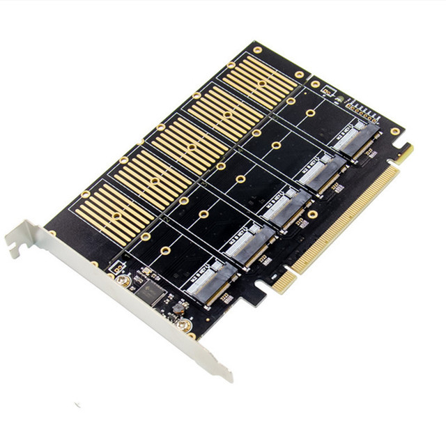 PCI-E X16 to 5 Port M.2 NGFF SATA3.0 Expansion Card M2 Hard Disk Adapter Card