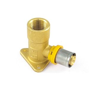 Raccordo curvo femmina a 3 fori per gas multistrato con flangia 16 x 1/2 pollici, componente per sistema HVAC - Product Image 1