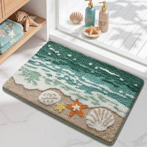 Alfombra <span class=keywords><strong>de</strong></span> baño <span class=keywords><strong>de</strong></span> felpa absorbente, antideslizante, con mechones, <span class=keywords><strong>de</strong></span> microfibra, para el hogar, para la puerta del baño, alfombra para el inodoro. - Product Image 1